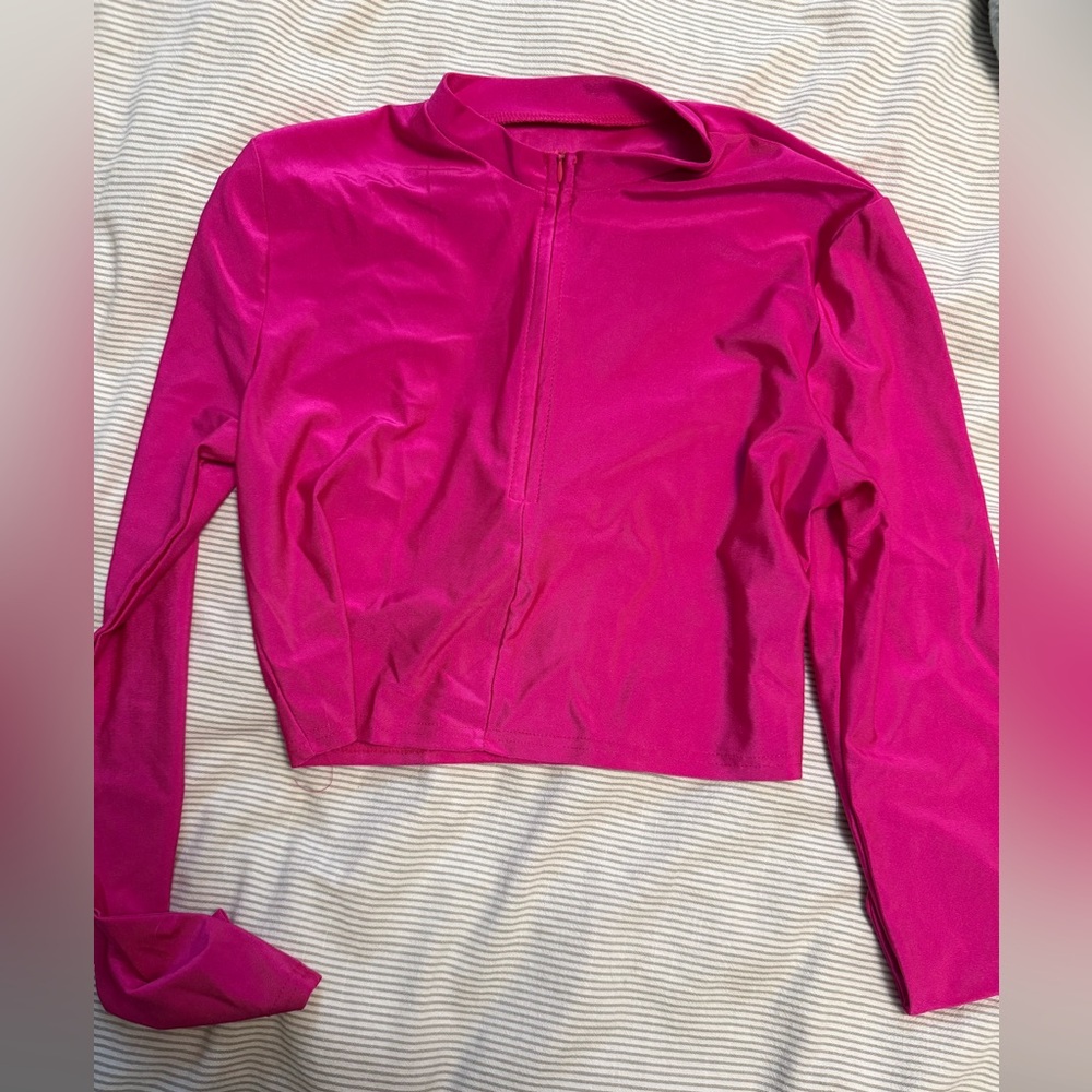 🪩 BOGO Cropped pink quarter zip